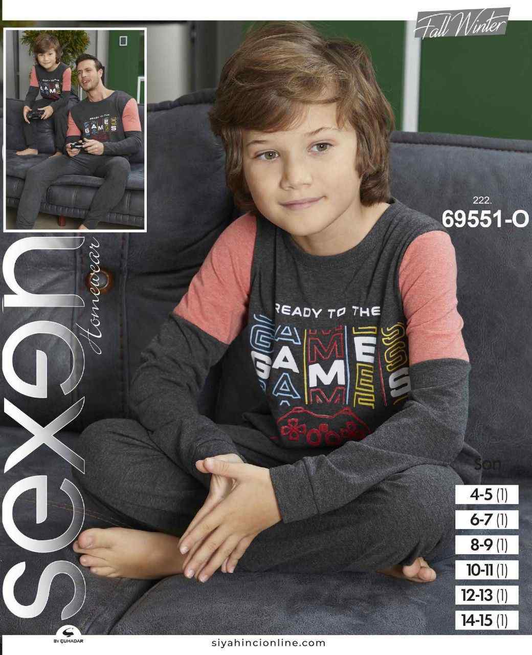سکسن | Sexen - ست تیشرت و شلوار راحتی پسرانه 69551 ترک
