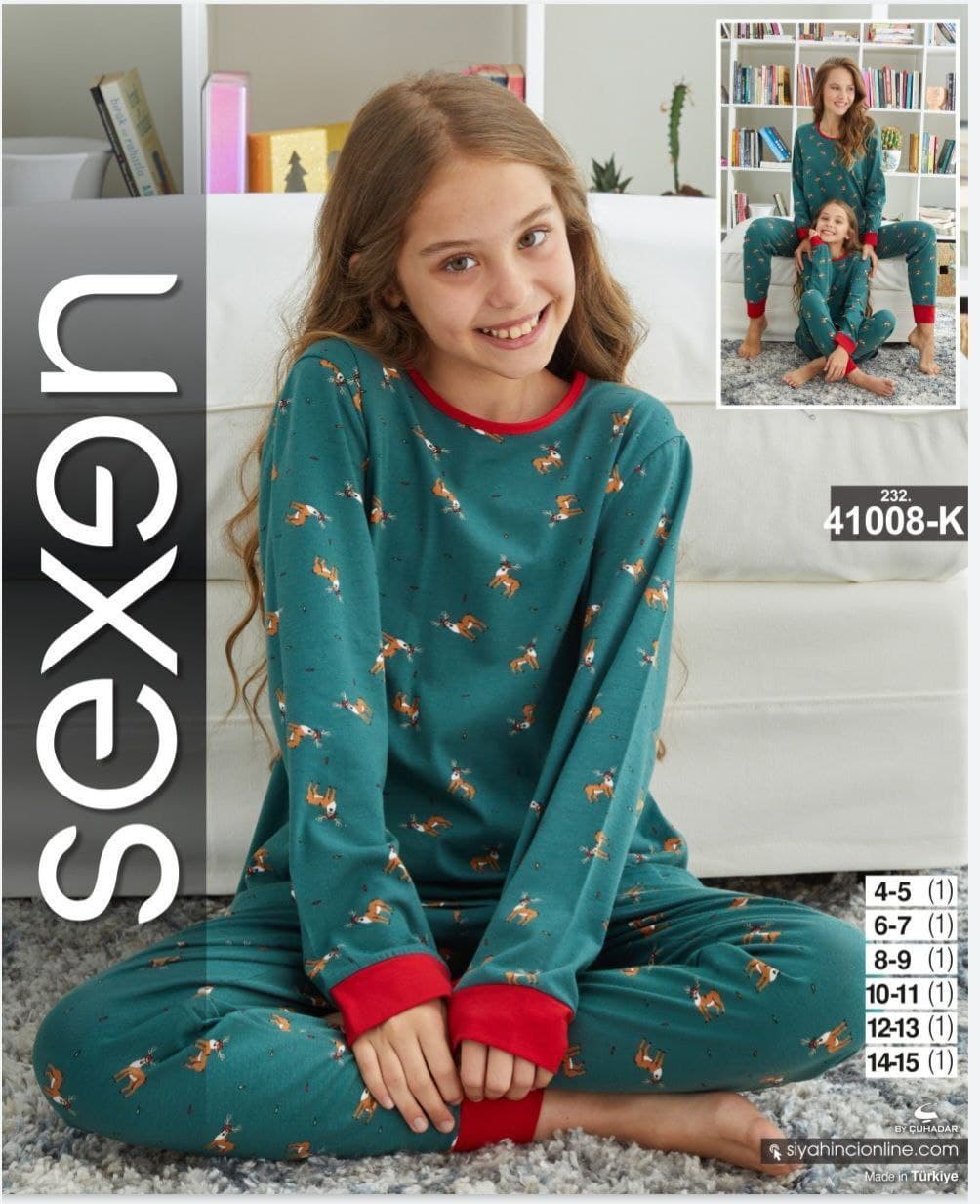 سکسن | Sexen - ست بلوز و شلوار پاییزی دخترانه 41008 ترک