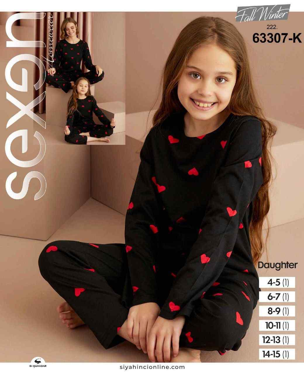 سکسن | Sexen - ست بلوز و شلوار راحتی دخترانه 63307 ترک