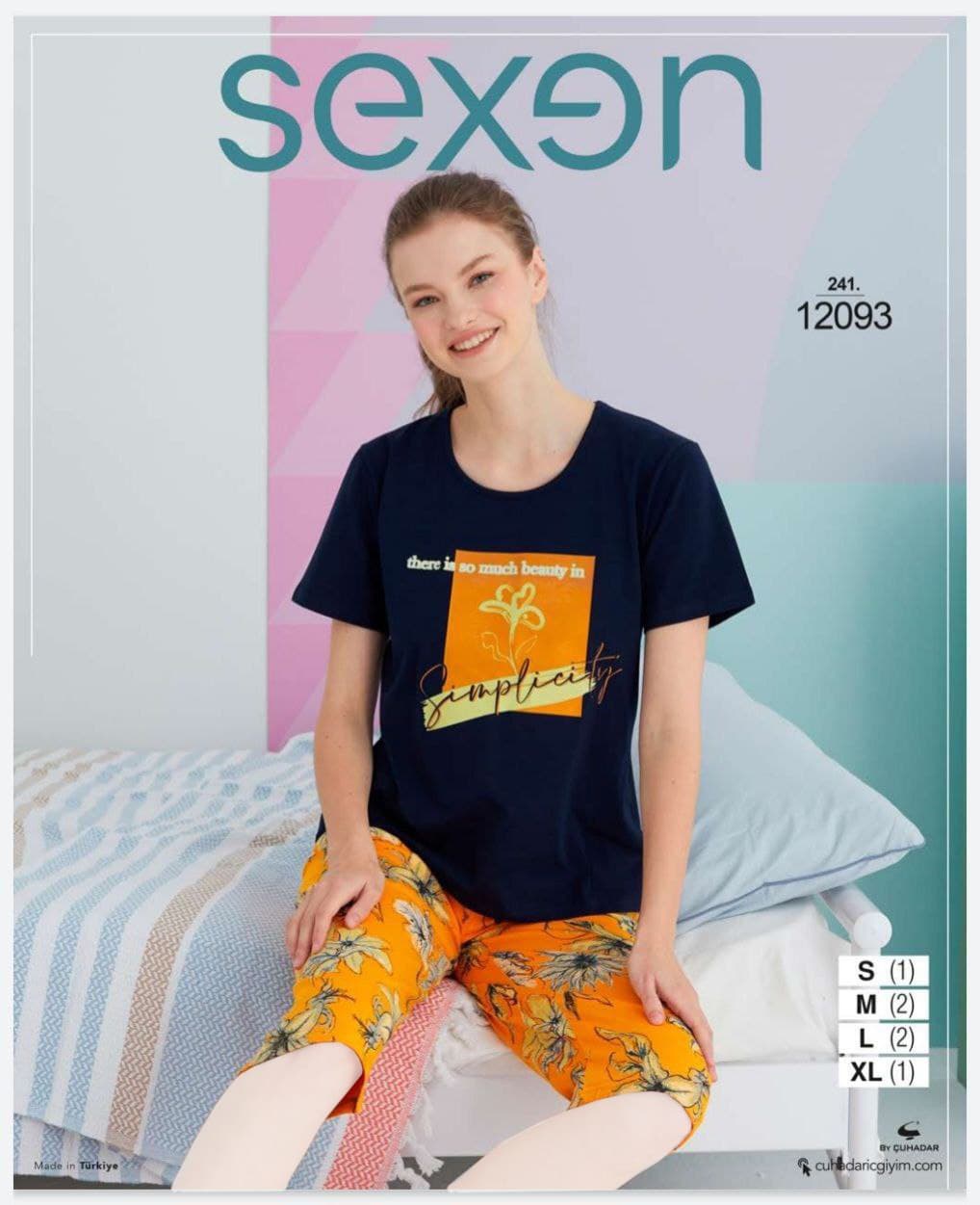 سکسن | Sexen - ست تیشرت و شلوارک شیک دخترانه 12093 ترک