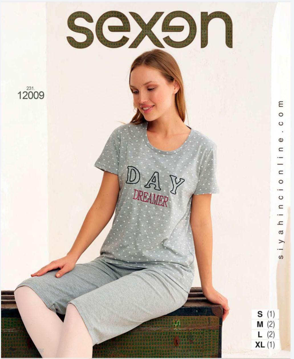 سکسن | Sexen - ست تیشرت و شلوارک شیک زنانه 12009 ترک