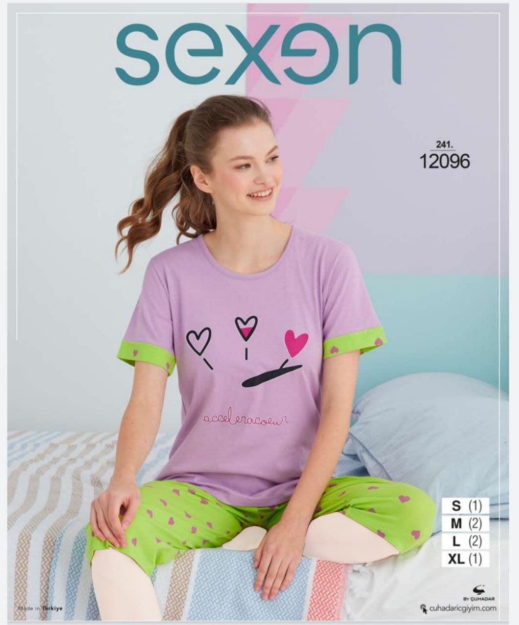 سکسن | Sexen - ست تیشرت و شلوارک تو خونه ای زنانه 12096 ترک