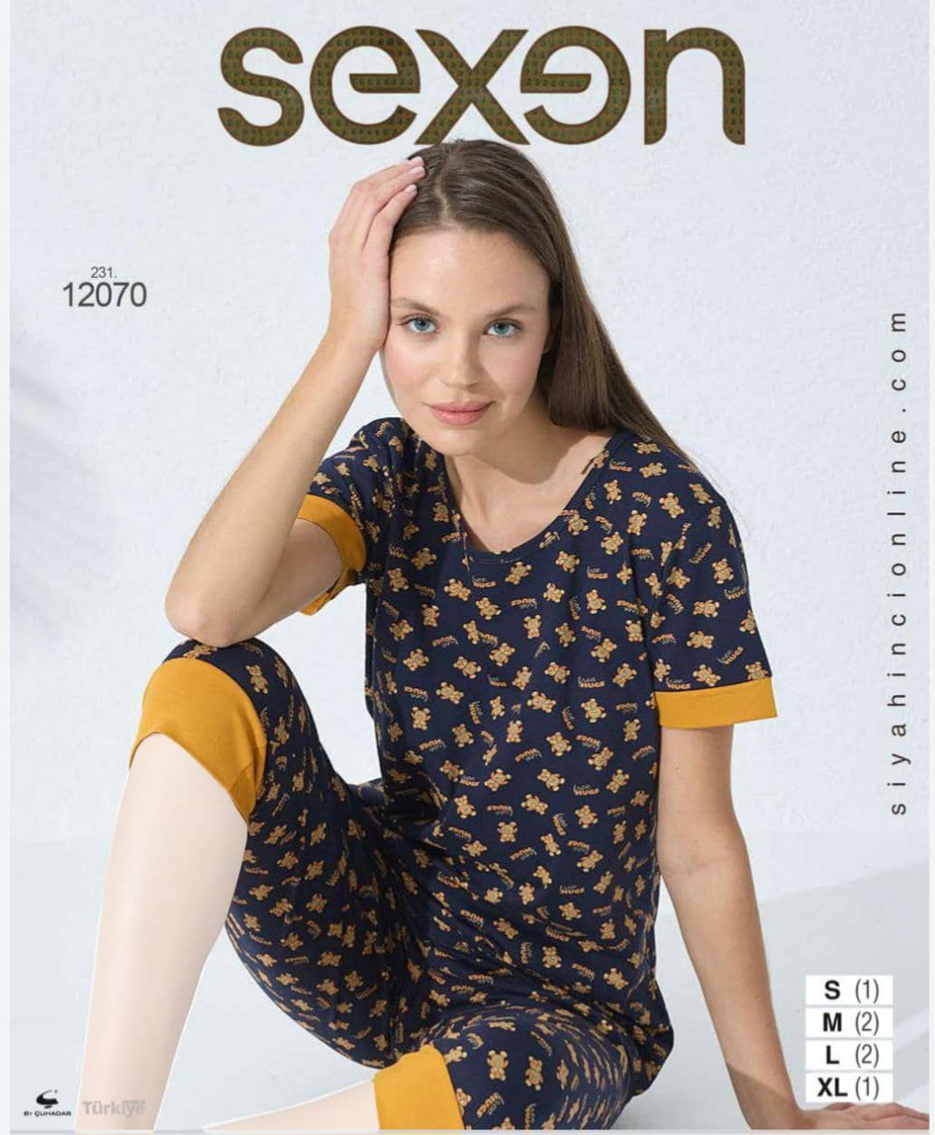 سکسن | Sexen - ست تیشرت و شلوارک اسپرت زنانه 12070 ترک
