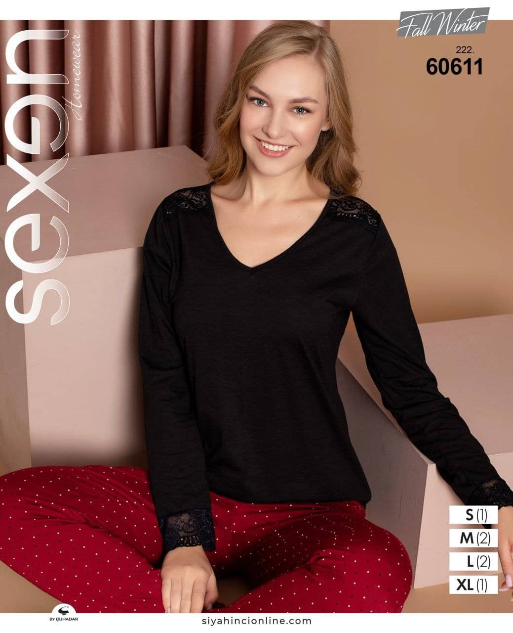 سکسن | Sexen - ست بلوز و شلوار راحتی بهاره زنانه 60611 ترک