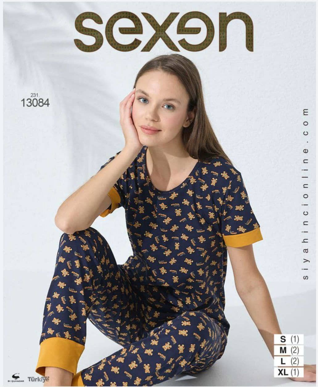 سکسن | Sexen - ست تیشرت و شلوار تو خونه ای زنانه 13084 ترک