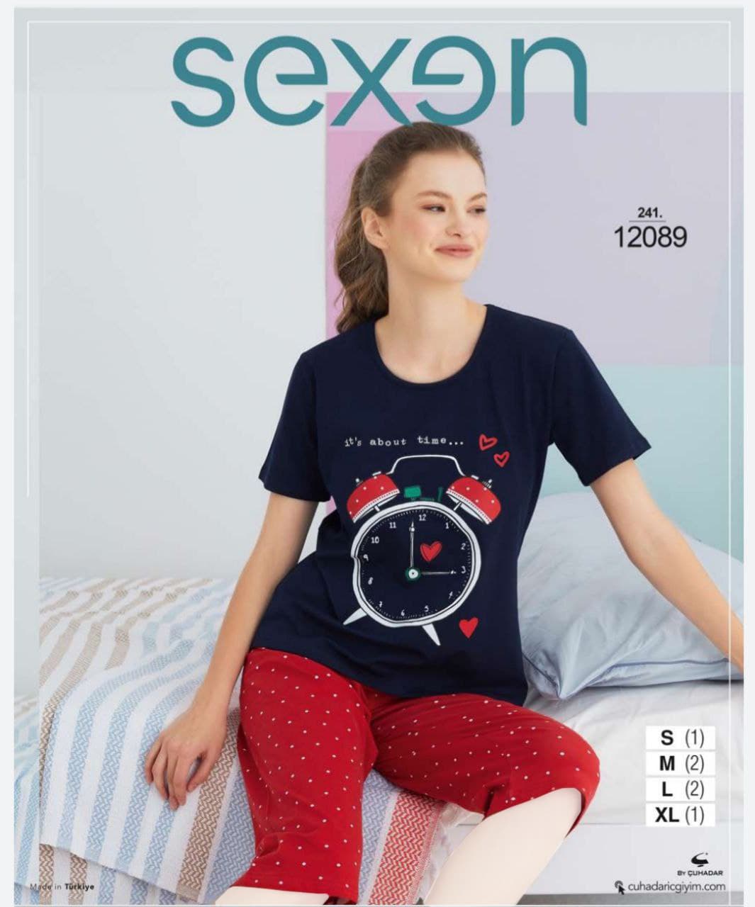 سکسن | Sexen - ست تیشرت و شلوارک تو خونه ای بهاره دخترانه 12089 ترک