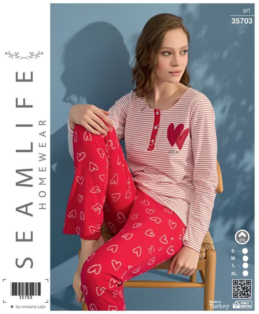سیم لایف | SEAMLIFE - ست تیشرت و شلوار تو خونه ای زنانه 35703 ترک