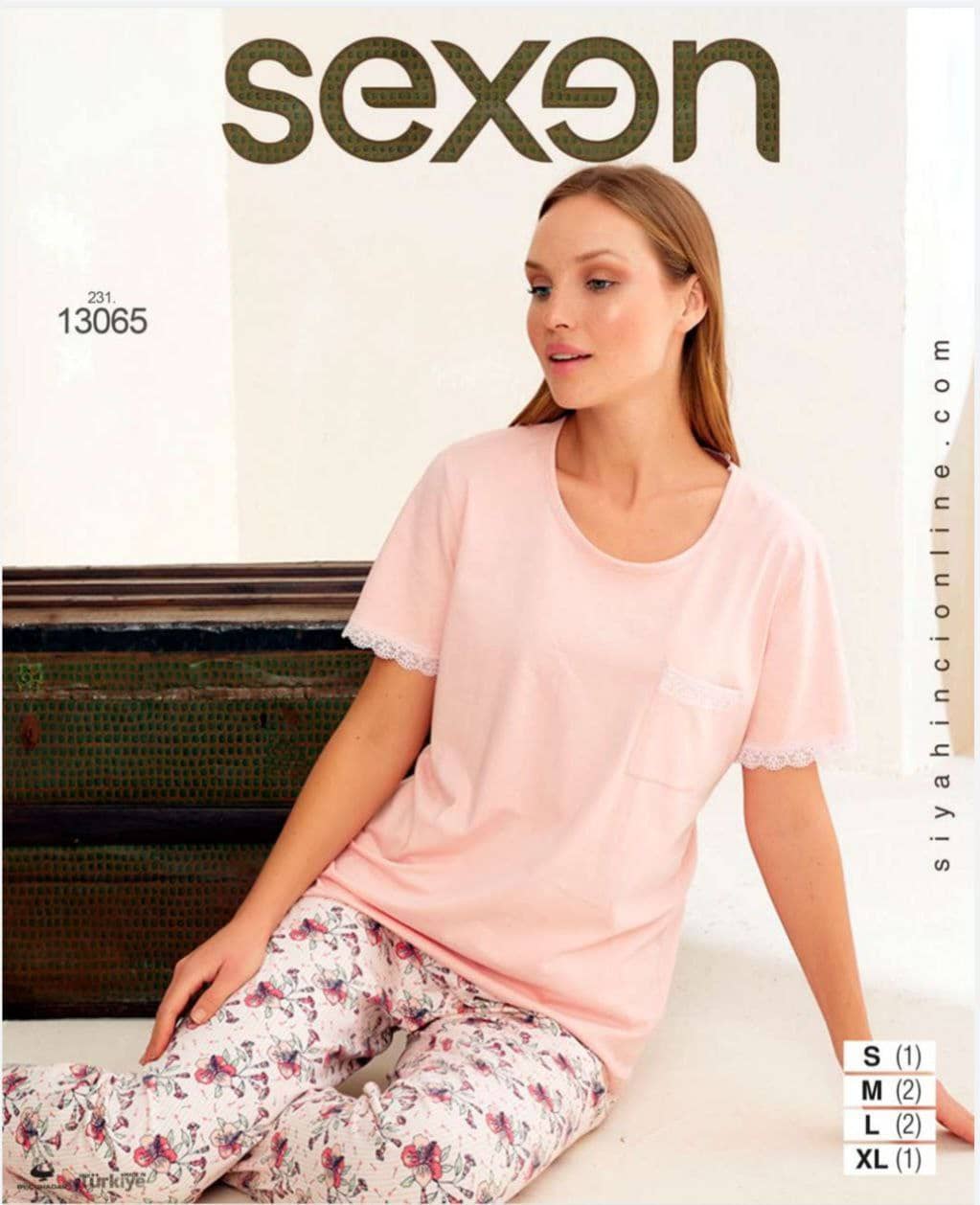 سکسن | Sexen - ست تیشرت و شلوار تابستانی دخترانه 13065 ترک
