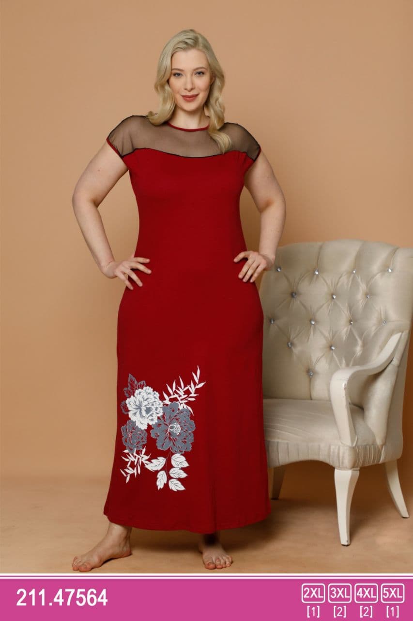 سکسن | Sexen - پیراهن بلند نخی زنانه سایز بزرگ 47564 ترک