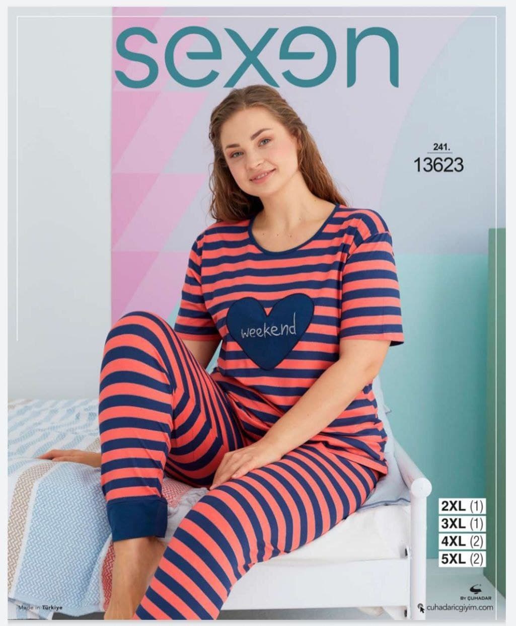 سکسن | Sexen - ست لباس توخونه ای زنانه سایز بزرگ 13623 ترک