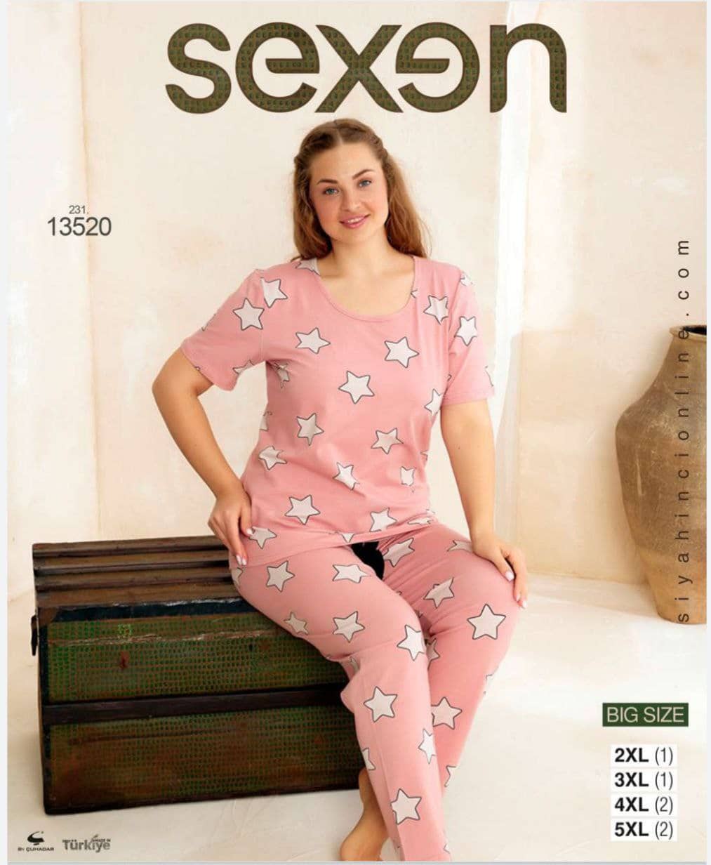 سکسن | Sexen - ست تی شرت و شلوار راحتی زنانه سایز بزرگ 13520 ترک