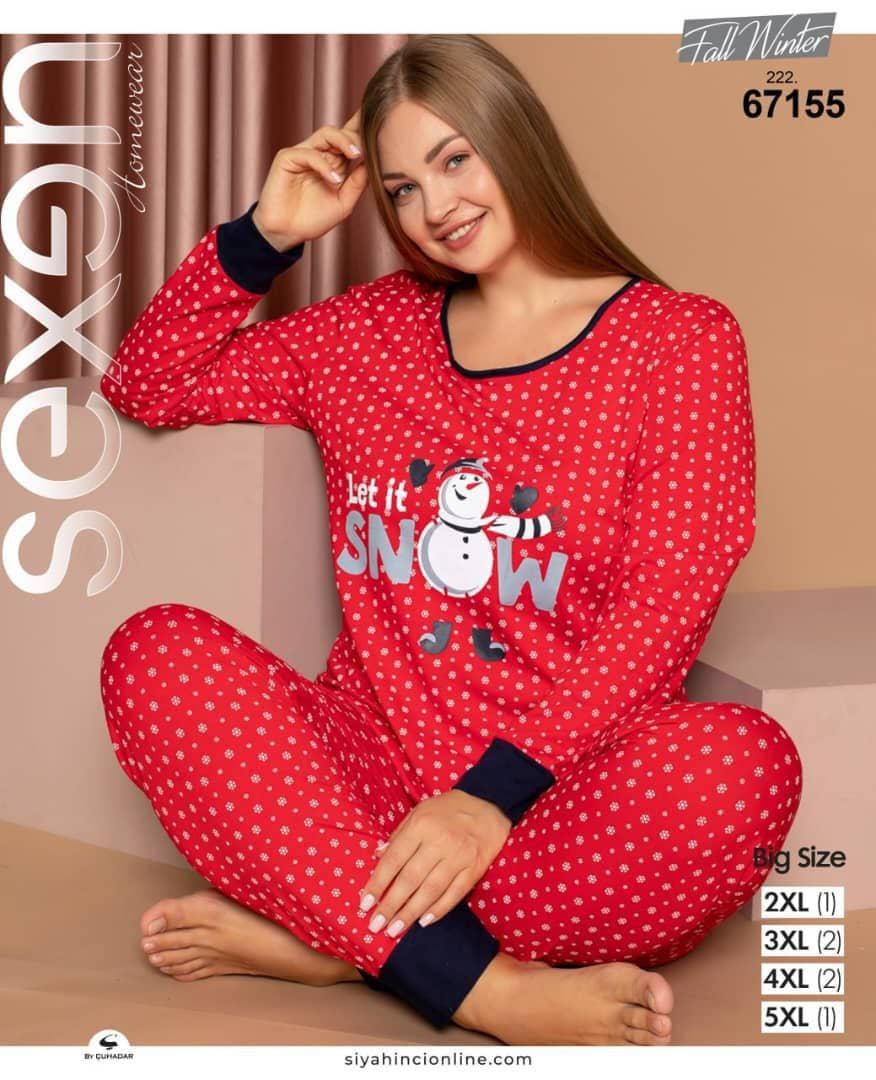 سکسن | Sexen - ست بلوز و شلوار فانتزی زنانه سایز بزرگ 67155 ترک