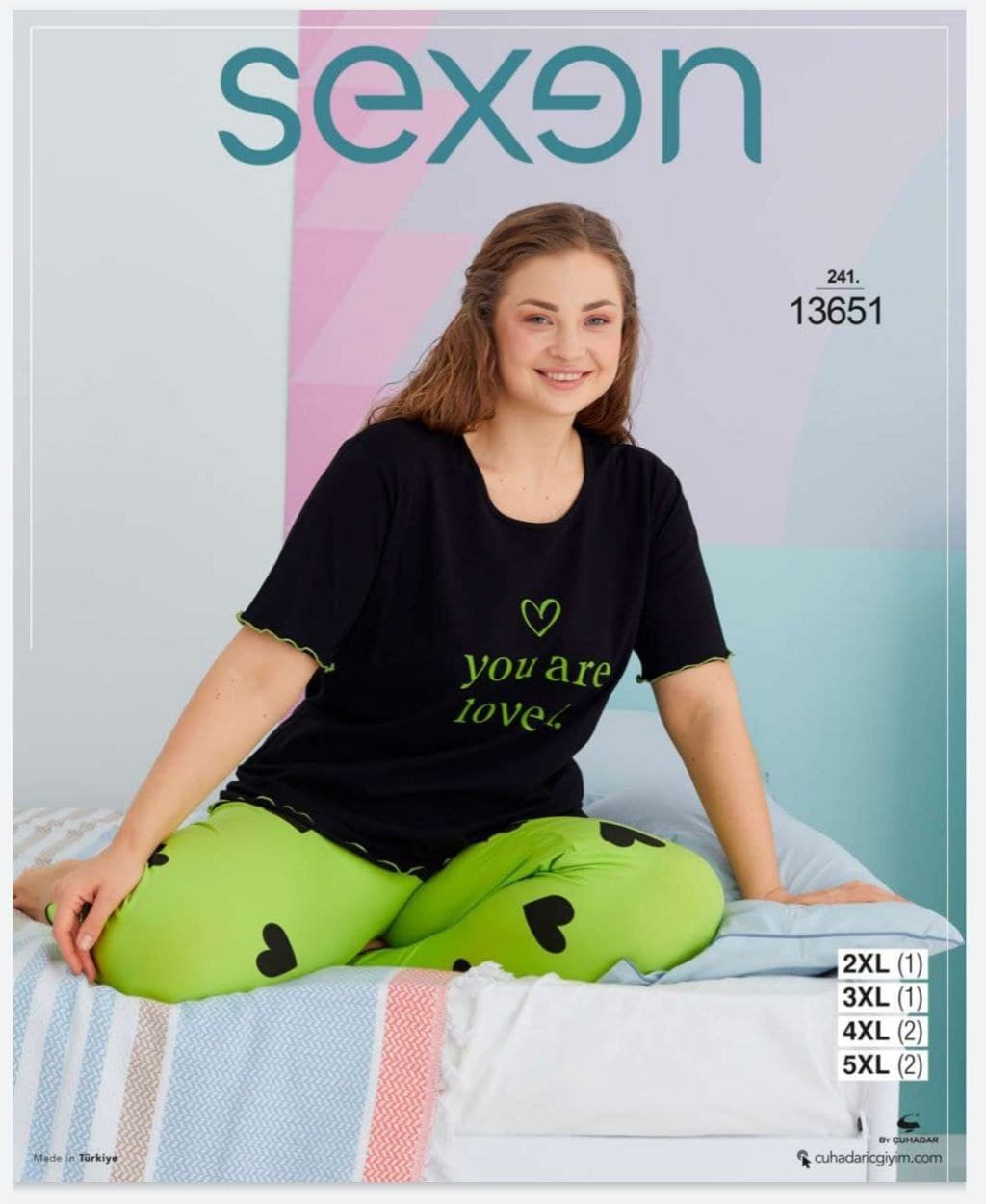 سکسن | Sexen - ست لباس راحتی زنانه اورسایز 13651 ترک
