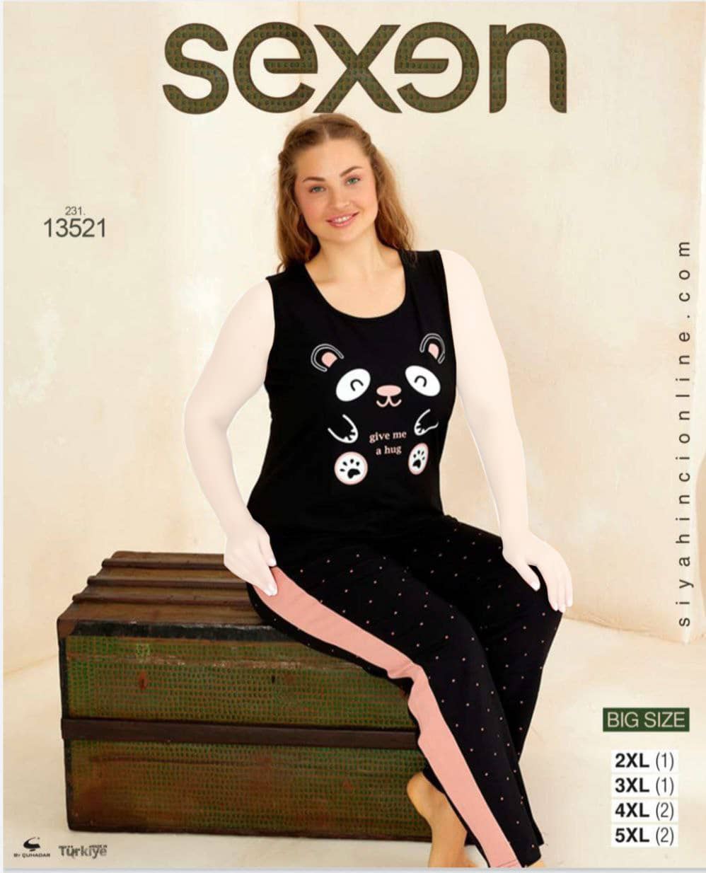 سکسن | Sexen - ست تاپ و شلوار اسپرت زنانه سایز بزرگ 13521 ترک