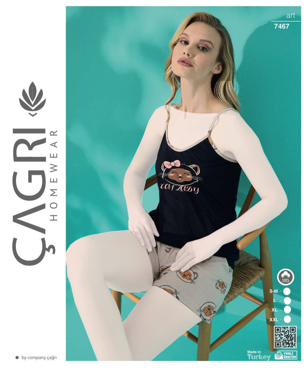 چائری | ÇAĞRI - ست تاپ بندی و شورت تابستانی زنانه سایز بزرگ 4767 ترک