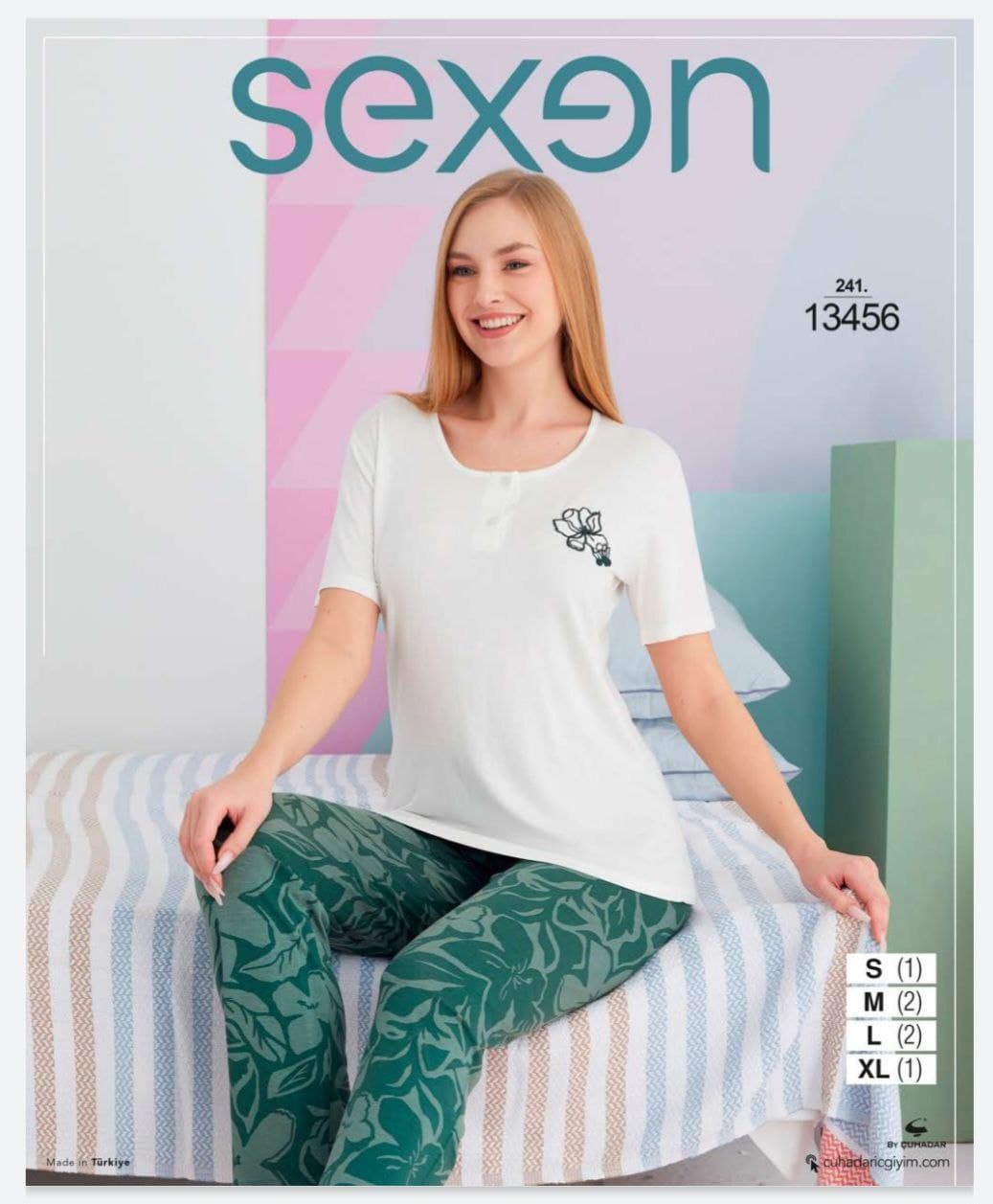 سکسن | Sexen - ست پیژامه نخی زنانه 13456 ترک