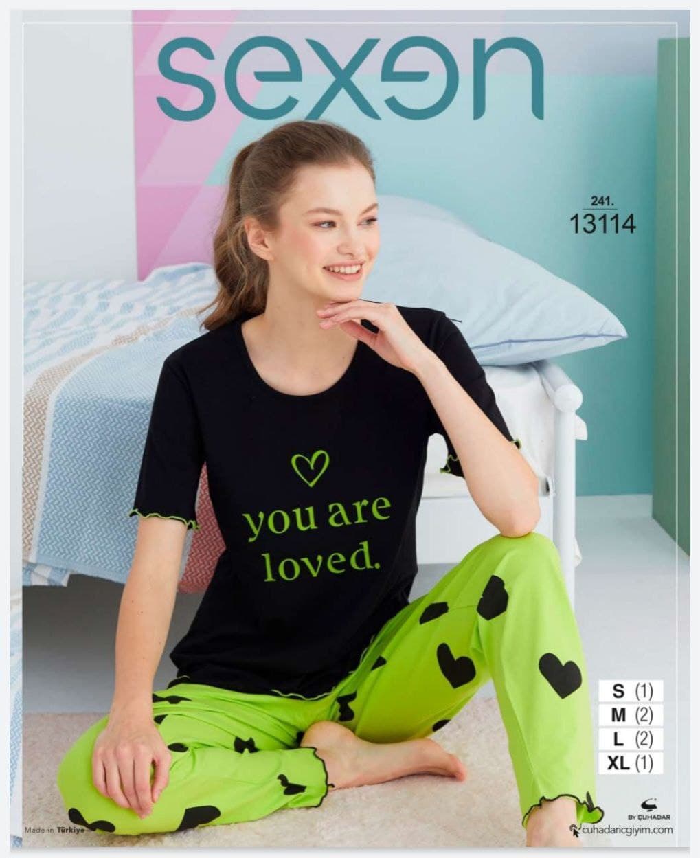 سکسن | Sexen - ست تیشرت و شلوار راحتی دخترانه 13114 ترک