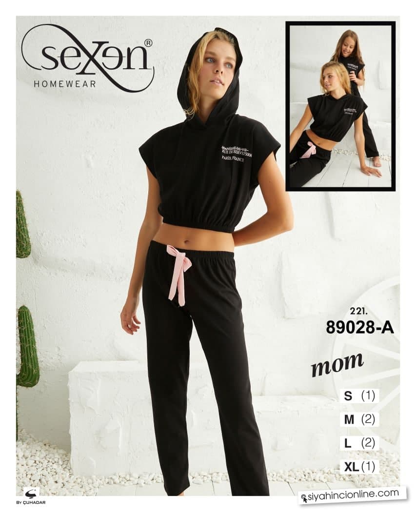 سکسن | Sexen - ست هودی و شلوار نخی زنانه 89028 ترک